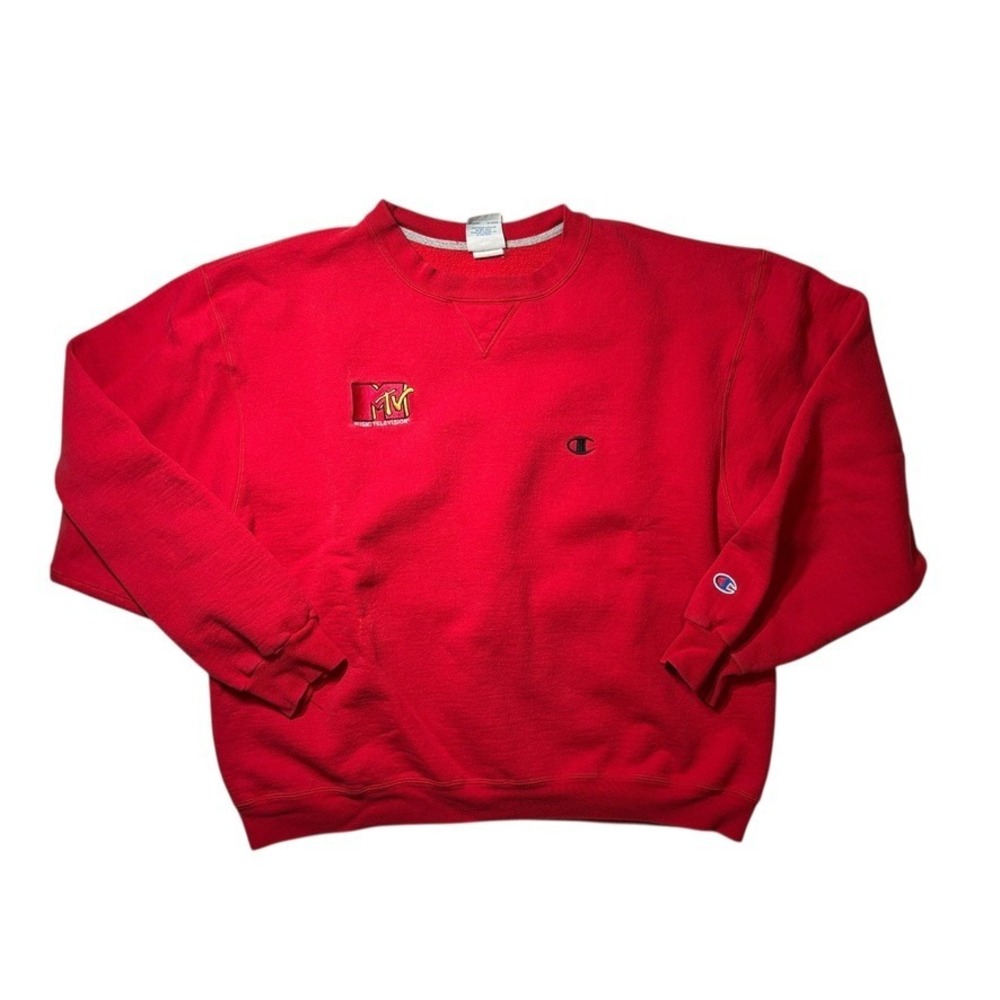 MTV Embroidered‎ Champion Sweatshirt Red Size Medium